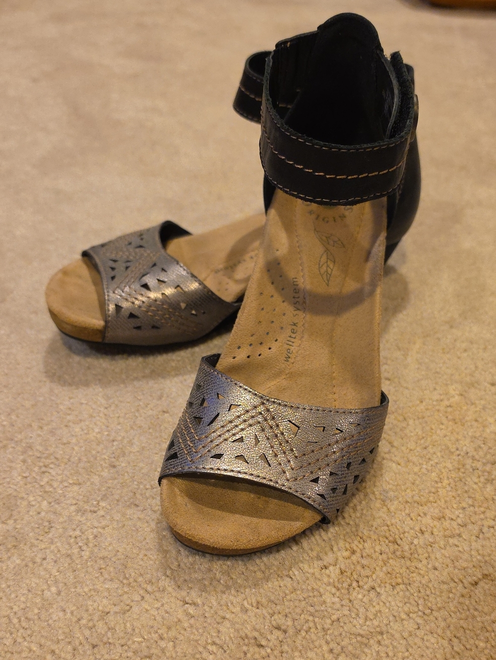 Earth Origens Metallic Bronze Open-Toe Ankle Strap Sandals